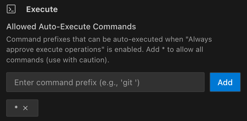 Command execution setting with whitelist interface